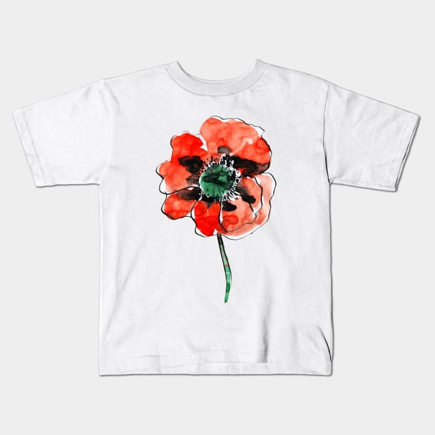 Poppy flower Kids T-Shirt by Elsiebat